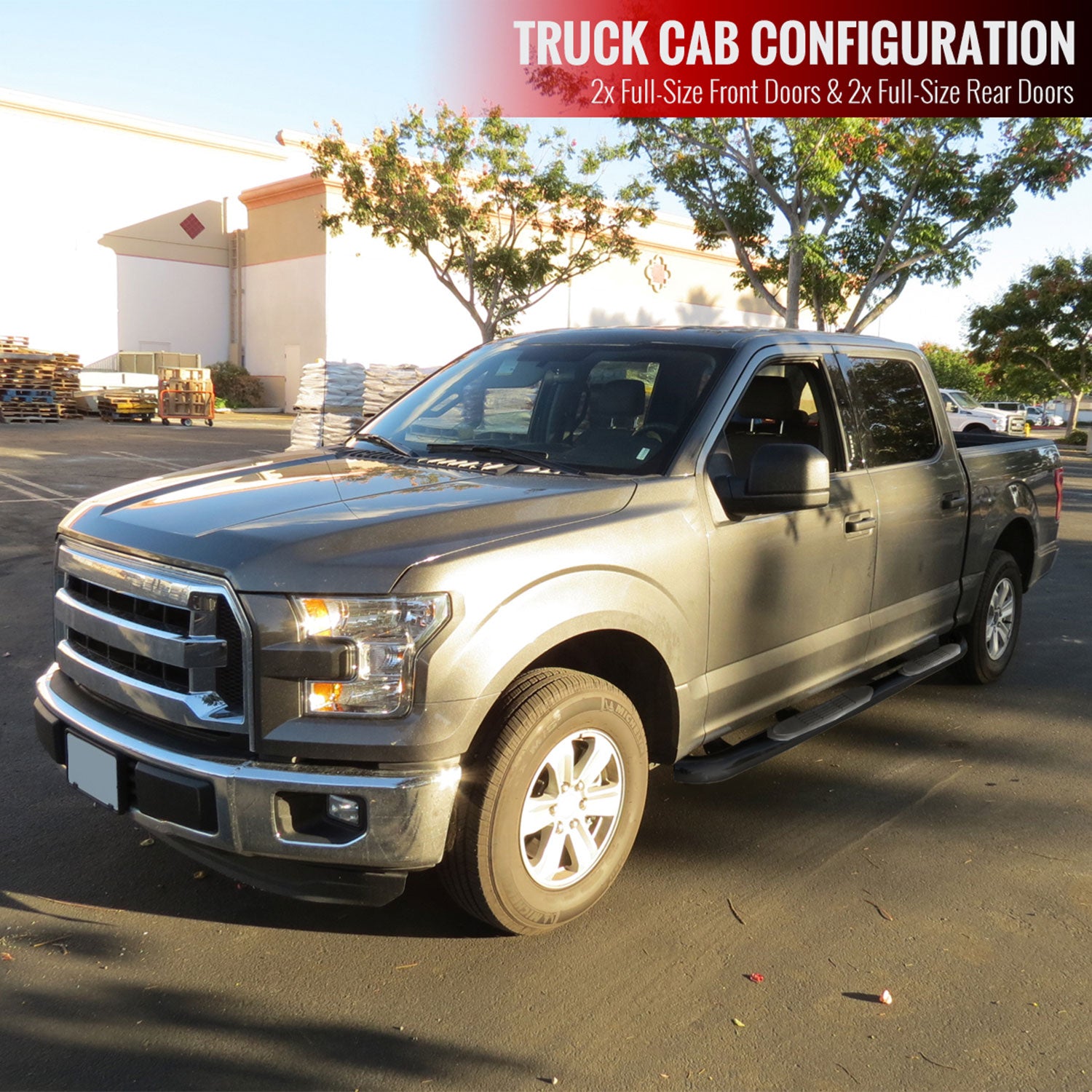 2015-2021 Ford F-150/F-250/350 Crew/SuperCrew Cab 3" Black Side Step Nerf Bars