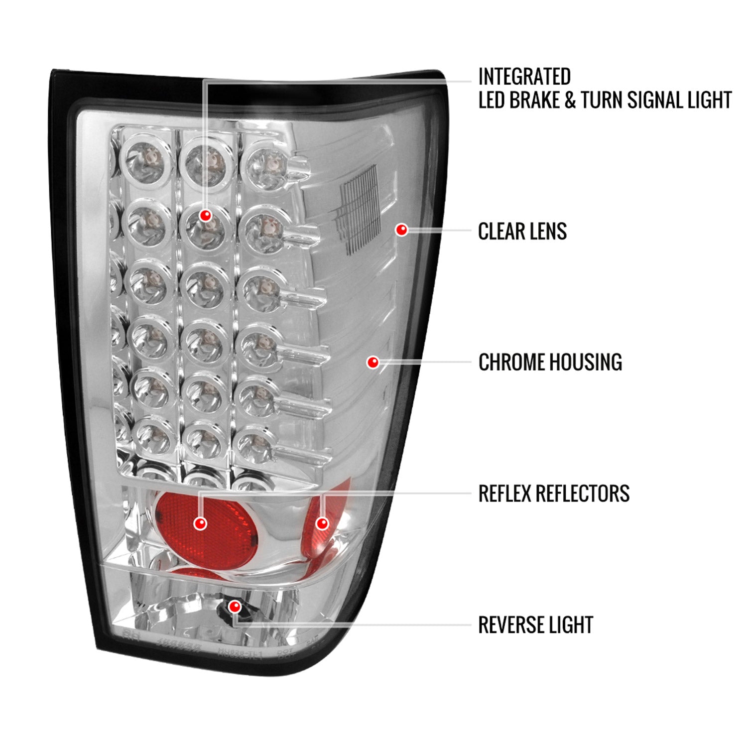 2004-2015 Nissan Titan LED Tail Lights Chrome Housing/Clear Lens