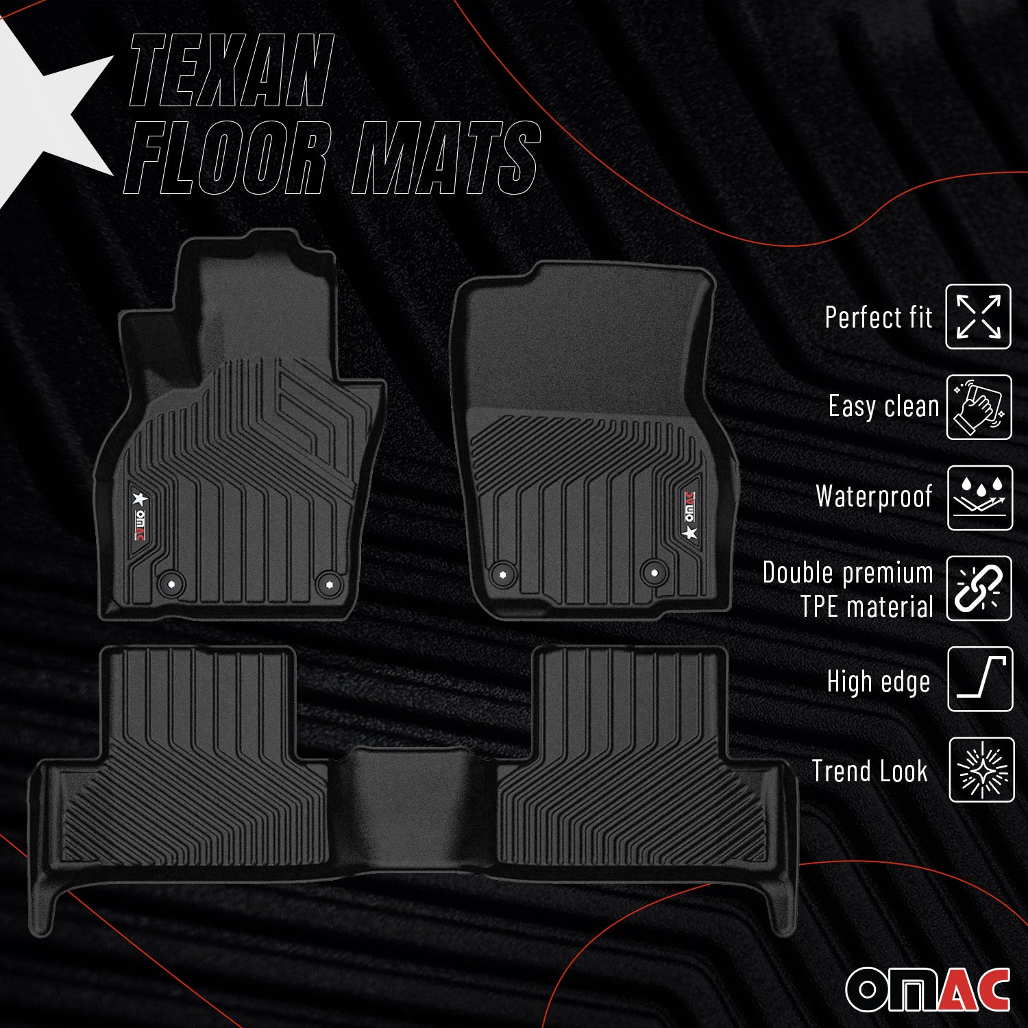 2022-2025 Mazda CX-60 Premium Floor Mats Liners First and Second Row Set Black