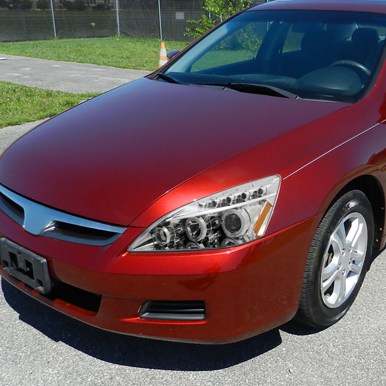 2003-2007 Honda Accord Dual Halo Projector Headlights Chrome/Clear Lens