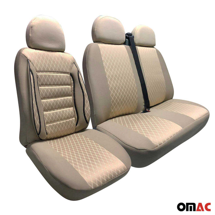 Front Car Seat Covers Protector for RAM Promaster 2014-2024 Beige 2+1 Set