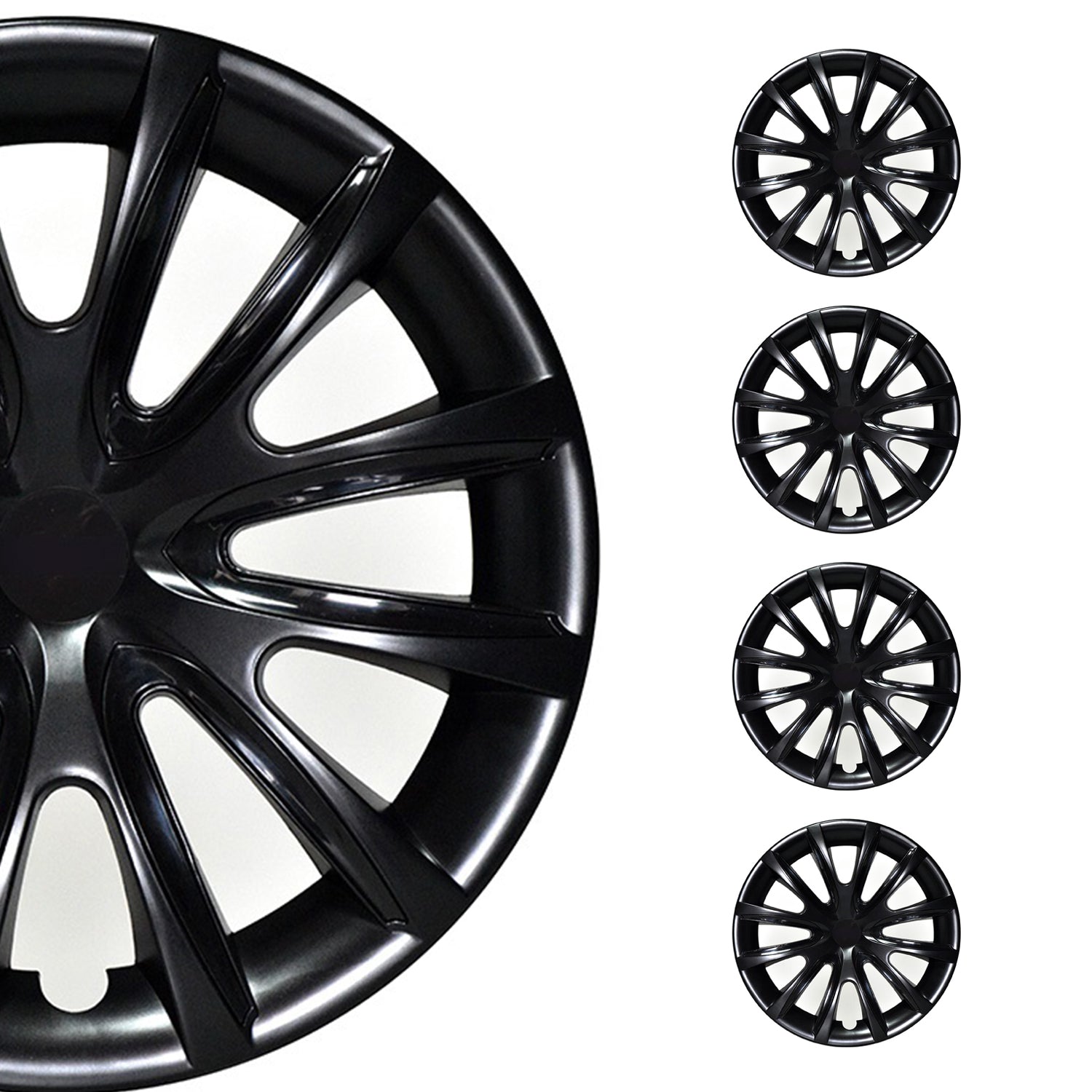 Bicolo Hub Caps Wheel Cover 15" Black & Black Full Set 4 pcs.