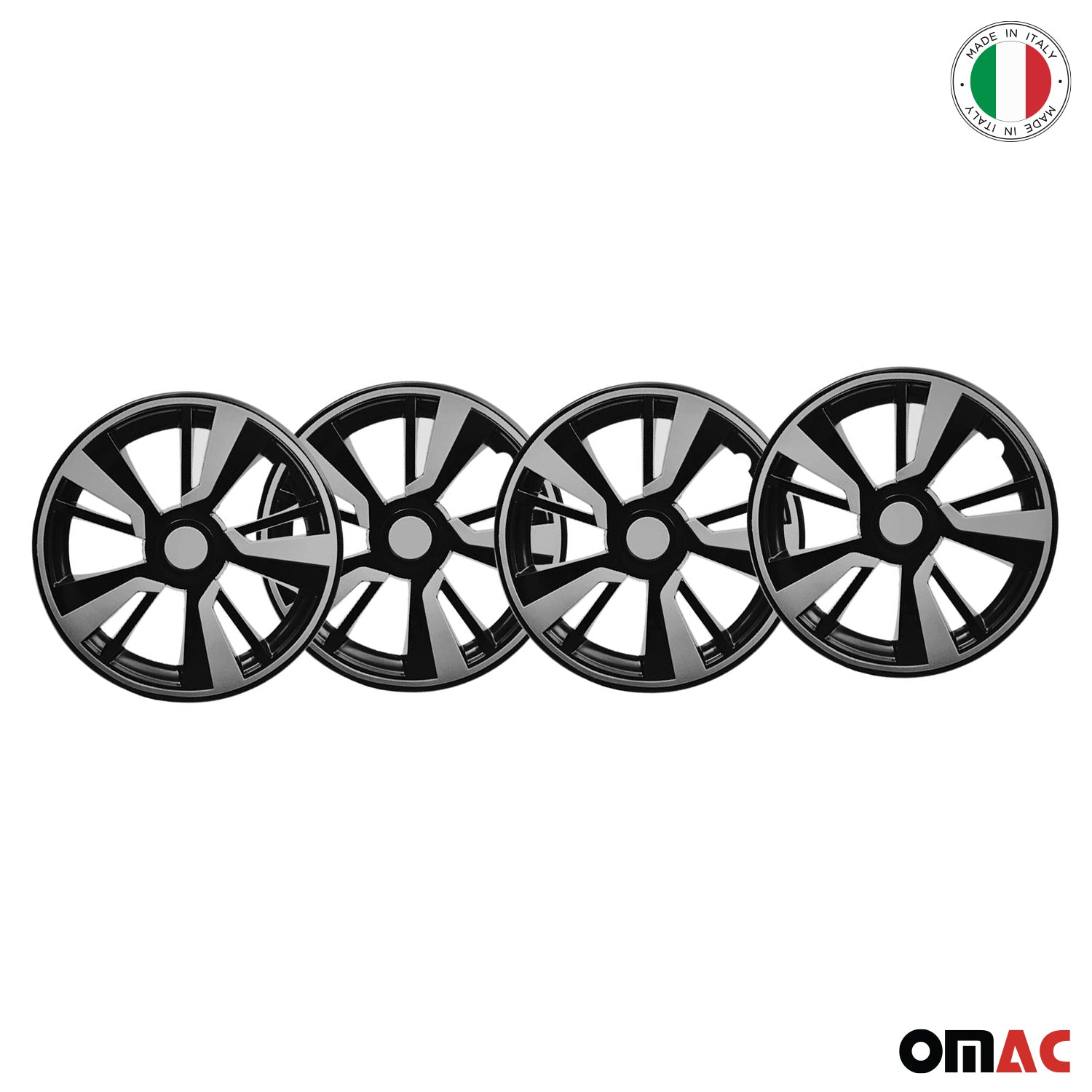 Twintone Hub Caps Wheel Cover 15" Black & Light Gray Insert Full Set 4 pcs.