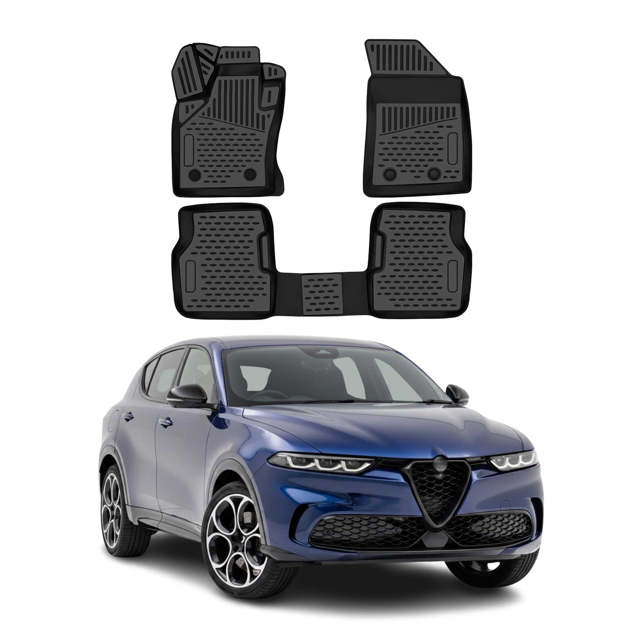 OMAC Floor Mats Liner for Alfa Romeo Tonale 2023-2026 Rubber TPE Black 3Pcs