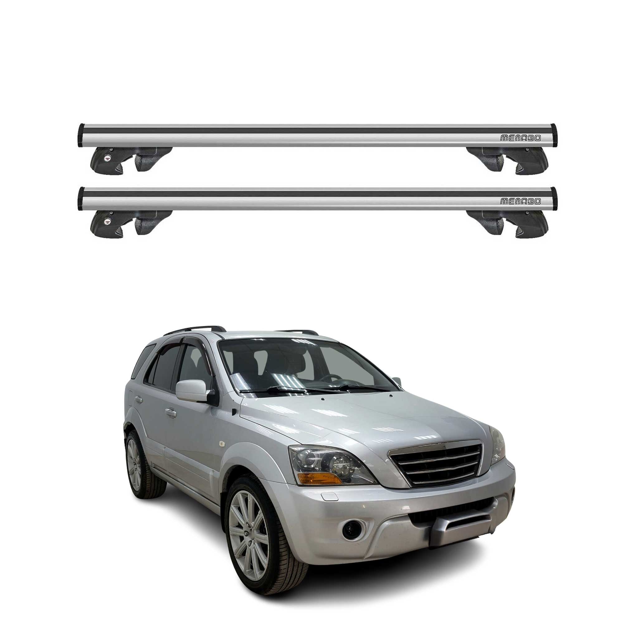 2003-2009 Kia Sorento Roof Rack Cross Bars Silver