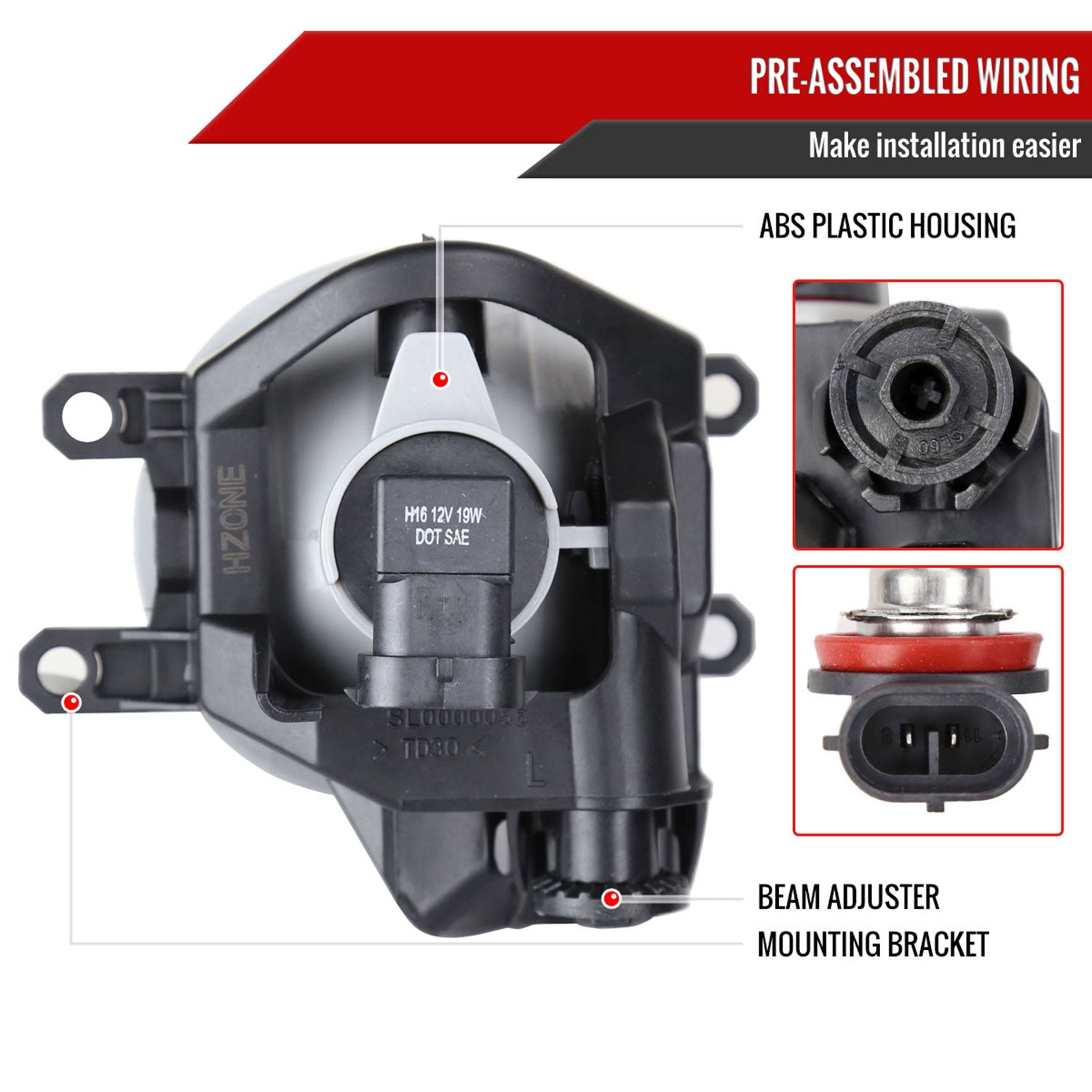 2014-2016 Toyota Corolla H16 Silver Bezel Fog Lights Kit Chrome/Clear Lens