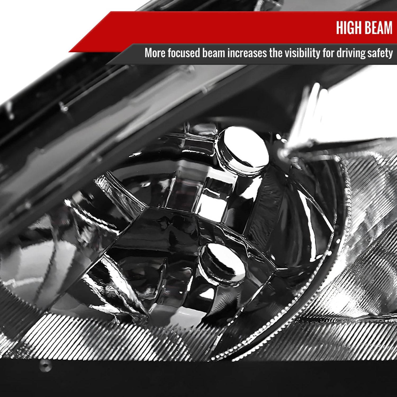 2003-2007 Honda Accord Retro Projector Headlights Amber Reflectors Matt Black