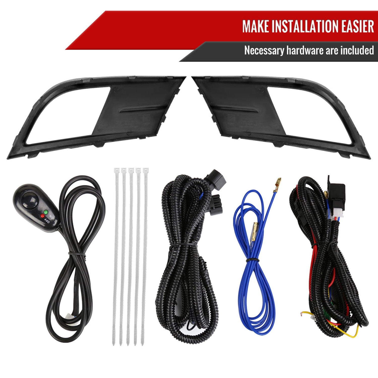 2015-2018 VW Jetta H8 Fog Lights Kit w/ Switch & Wiring Harness Chrome/Clear