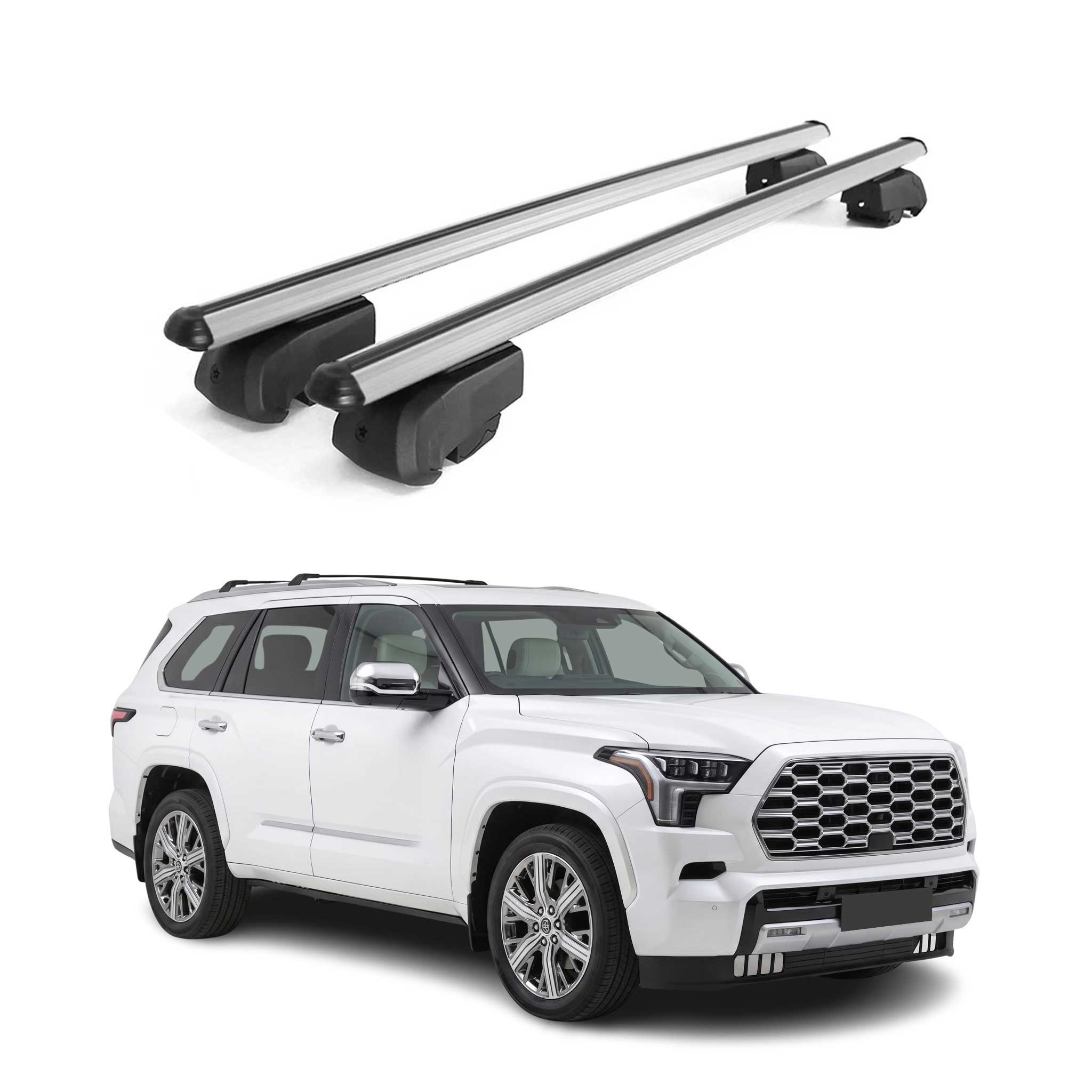 Lockable Roof Rack Cross Bars Luggage Carrier for Toyota Sequoia 2023-2026 Gray