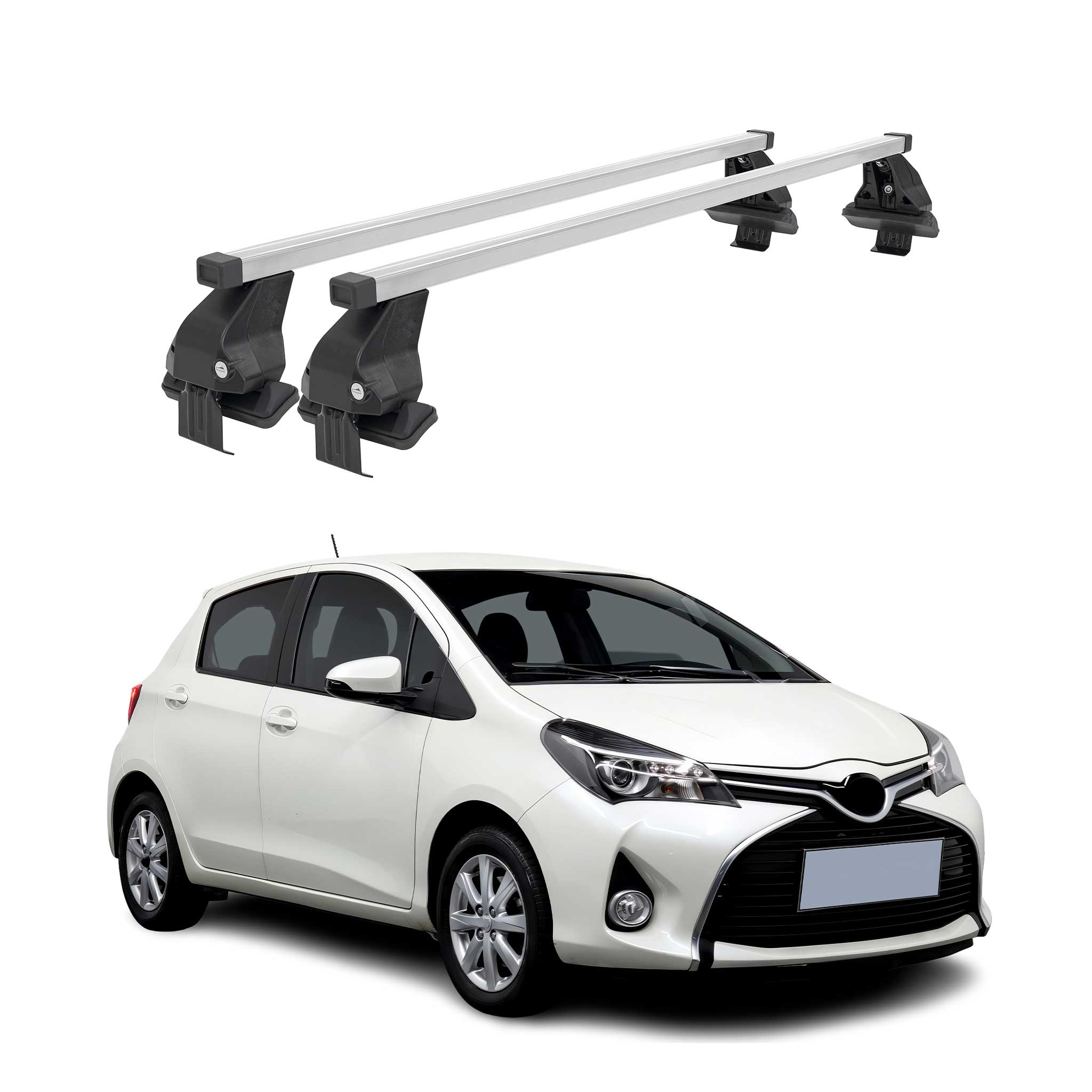 2013-2020 Toyota Yaris XP130 Smooth Roof Racks Cross Bars Carrier Silver 2x