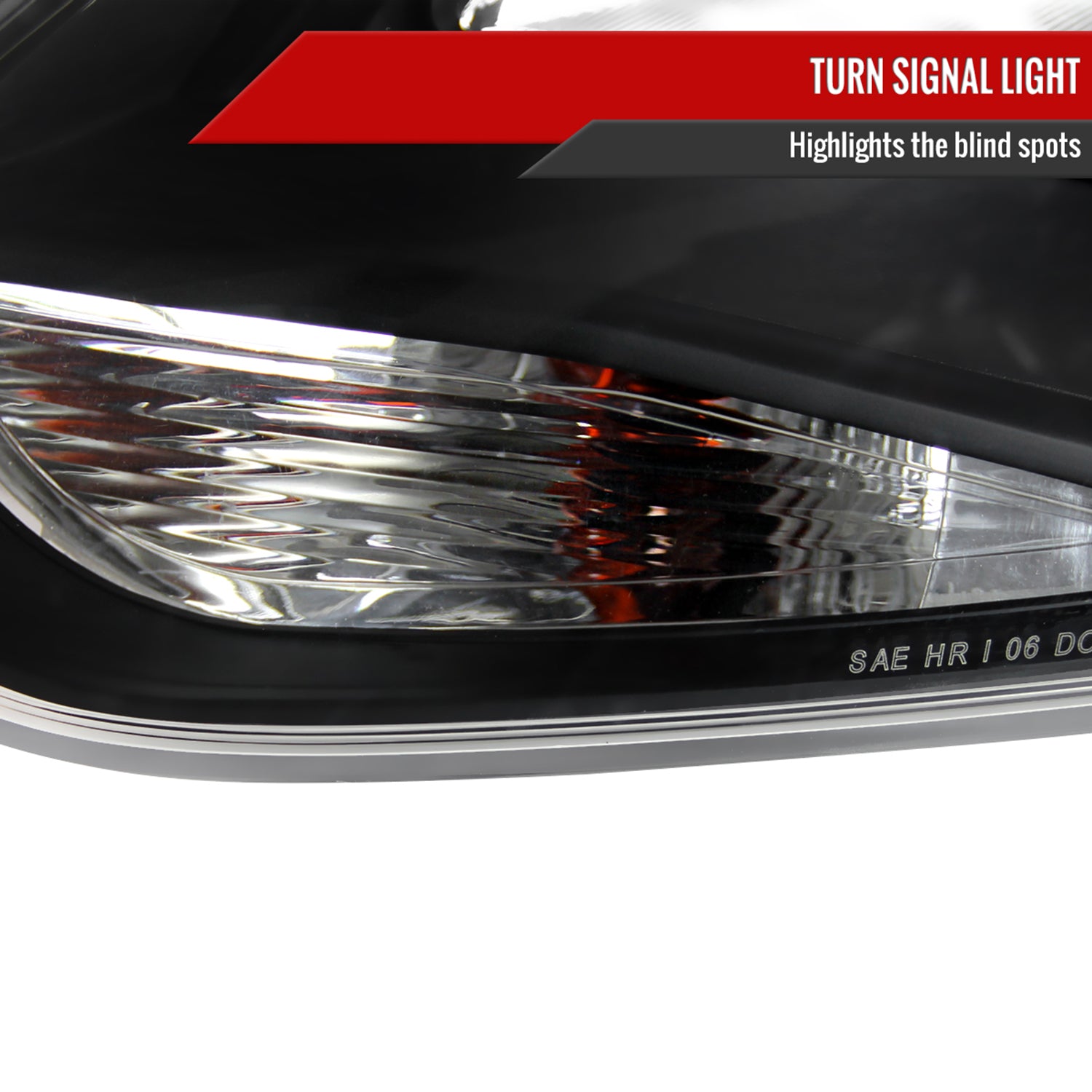 2012-2014 Ford Focus Factory Headlights w/Amber Reflectors Matt Black/Clear