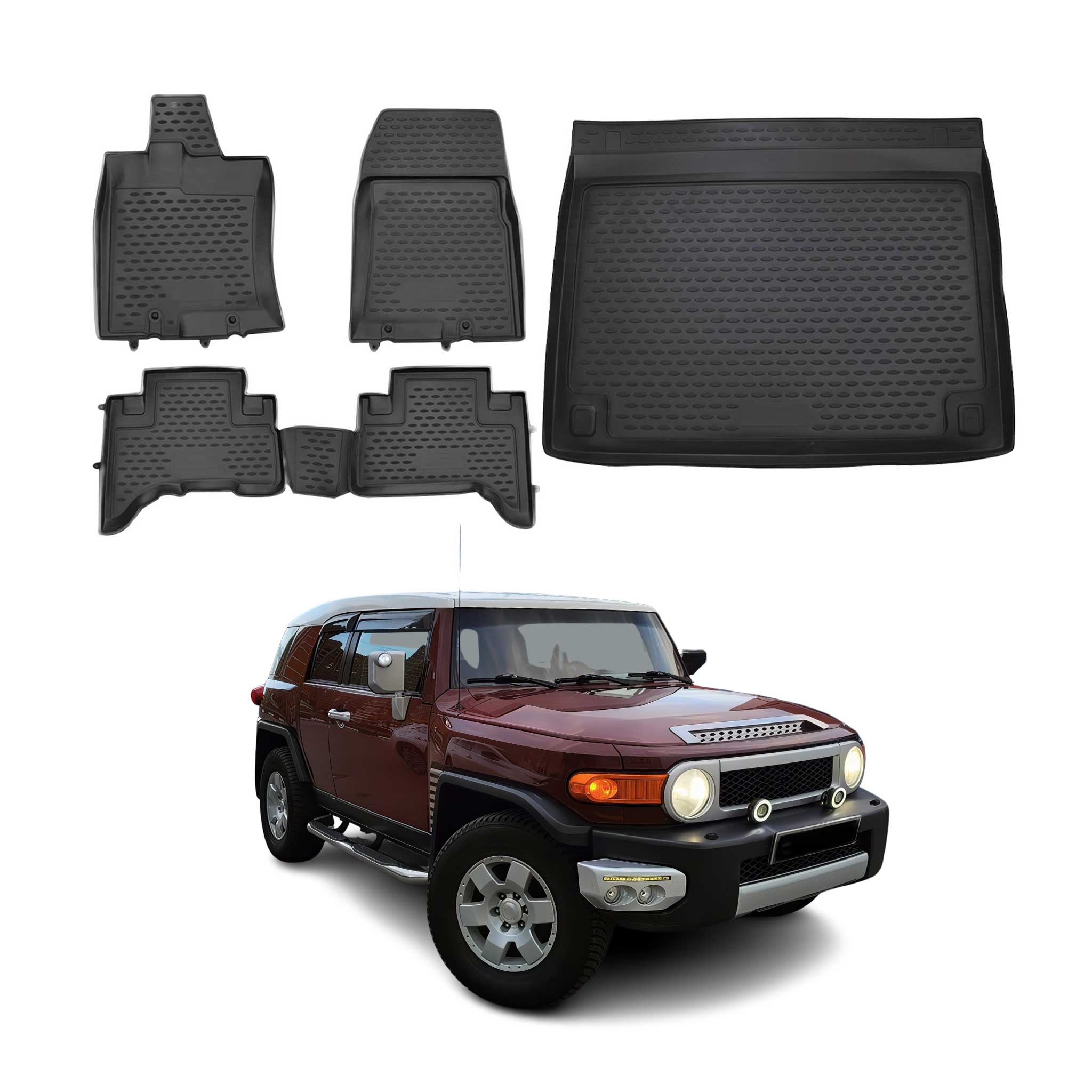 2007-2014 Toyota FJ Cruiser Floor Mats & Cargo Liner Full Set All Weather Black