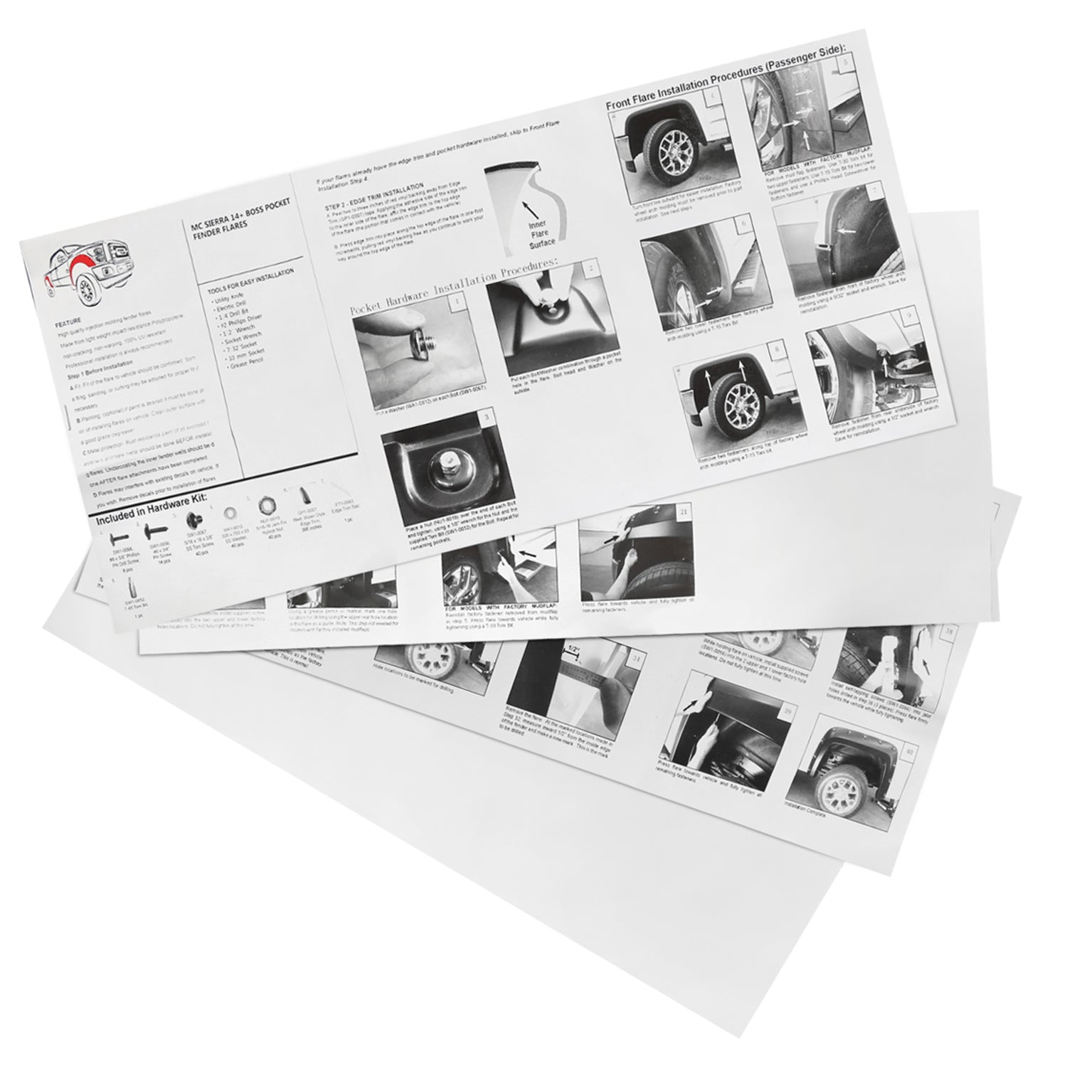 2016-2018 GMC Sierra 1500 Fleetside Textured Rivet Style Fender Flares