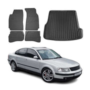 2002-2005 VW Passat B5.5 Sedan Floor Mats & Cargo Liner Full Set All Weather Black