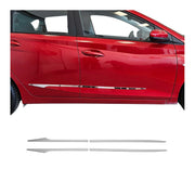 2020-2023 Hyundai i20 Side Door Molding Trim Skirt S.Steel Silver Glossy 4 Pcs