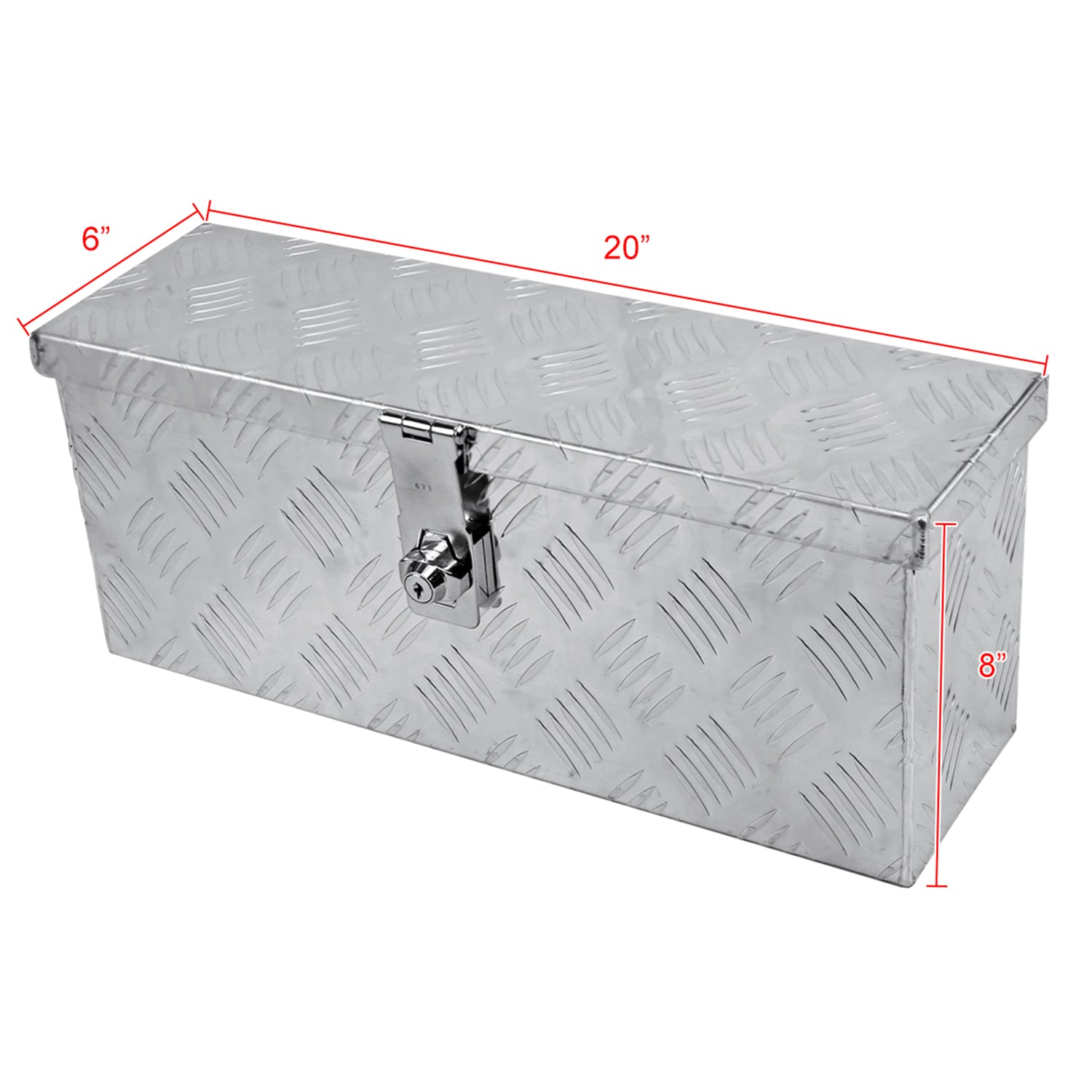 Universal 20" Heavy Duty Silver Aluminum Tool Box w/ Lock & Keys