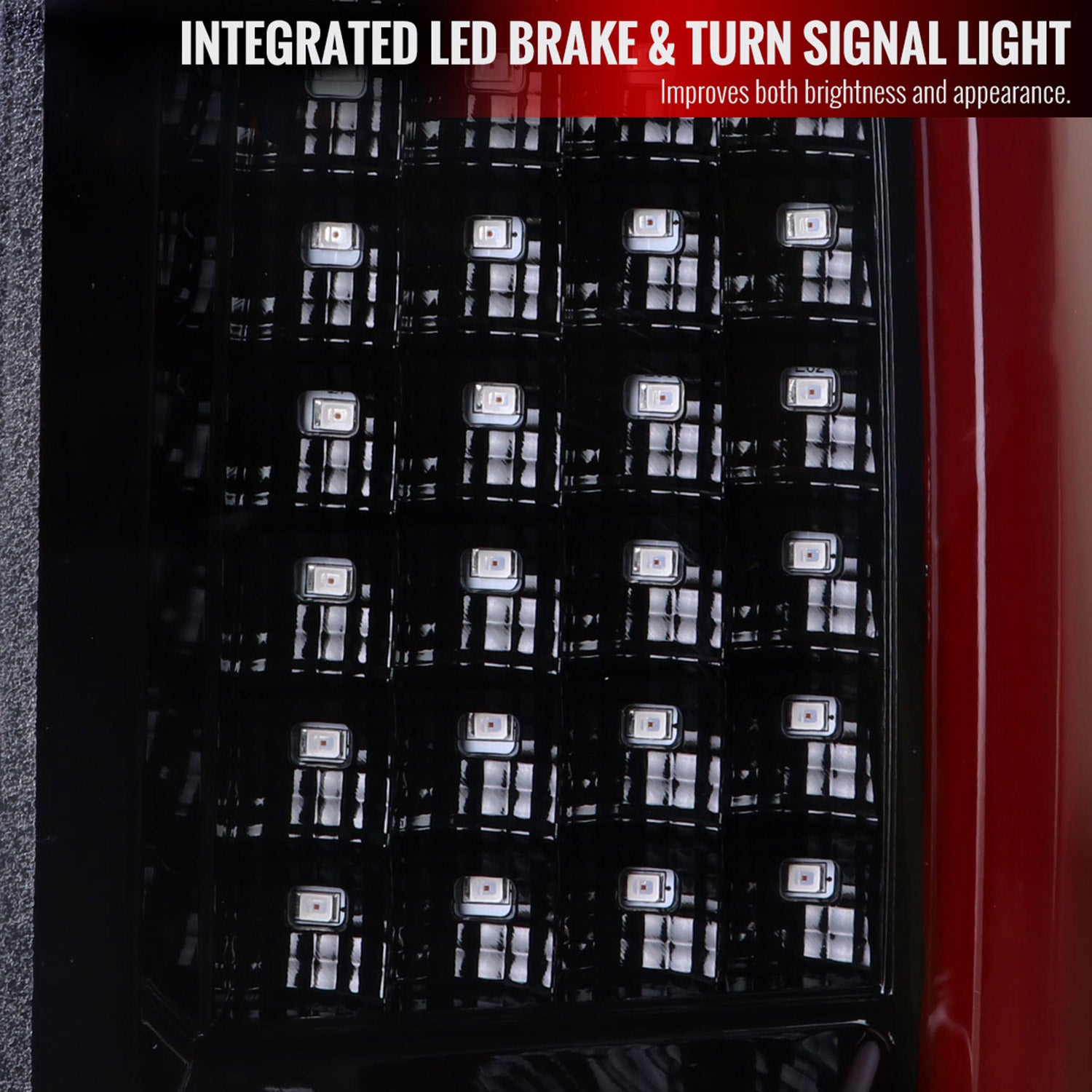 2004-2015 Nissan Titan LED Tail Lights with Red LED Tube Jet Black/Clear Lens