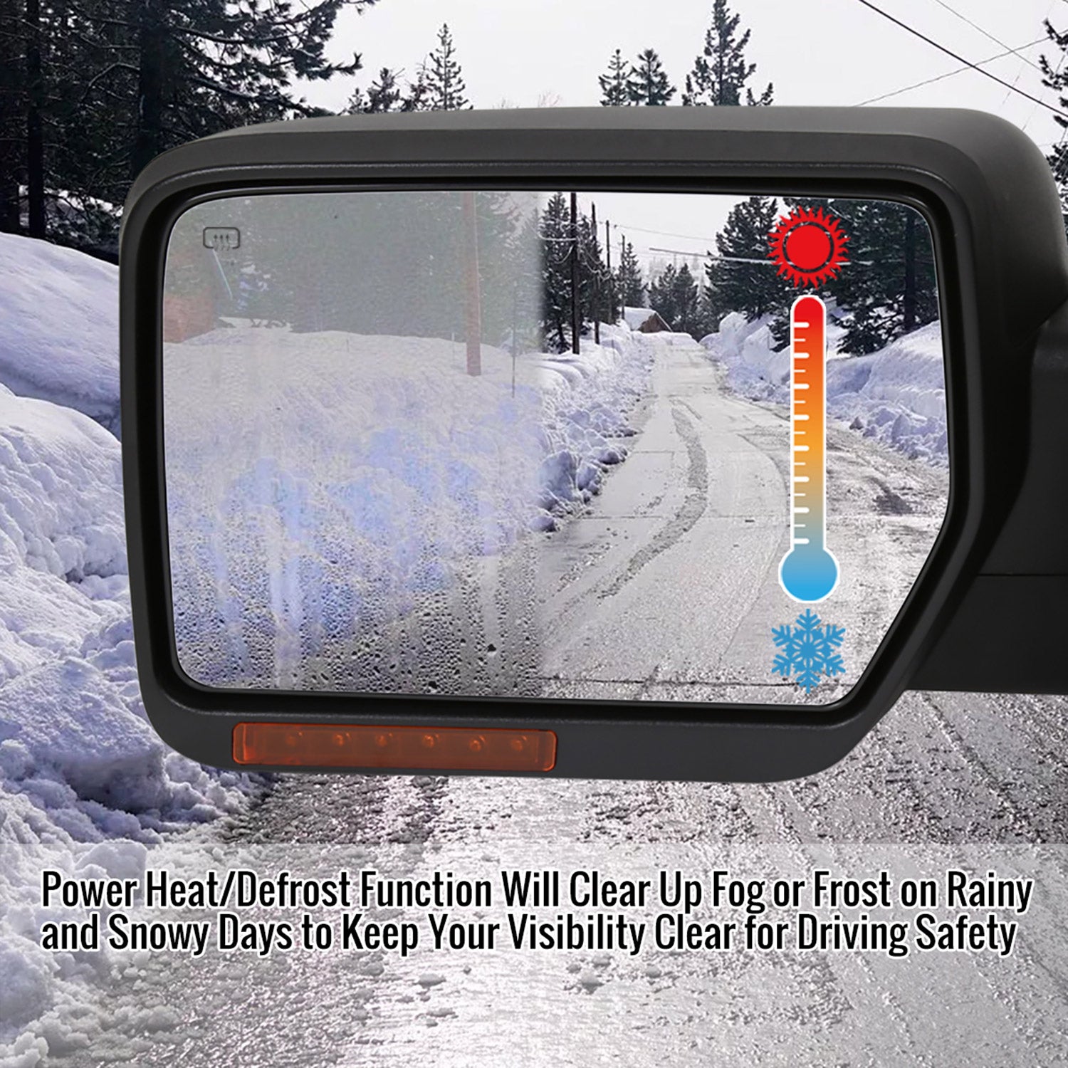 2007-2014 Ford F150 Black Heated Side Mirror &Amber Signal Puddle Light Driver