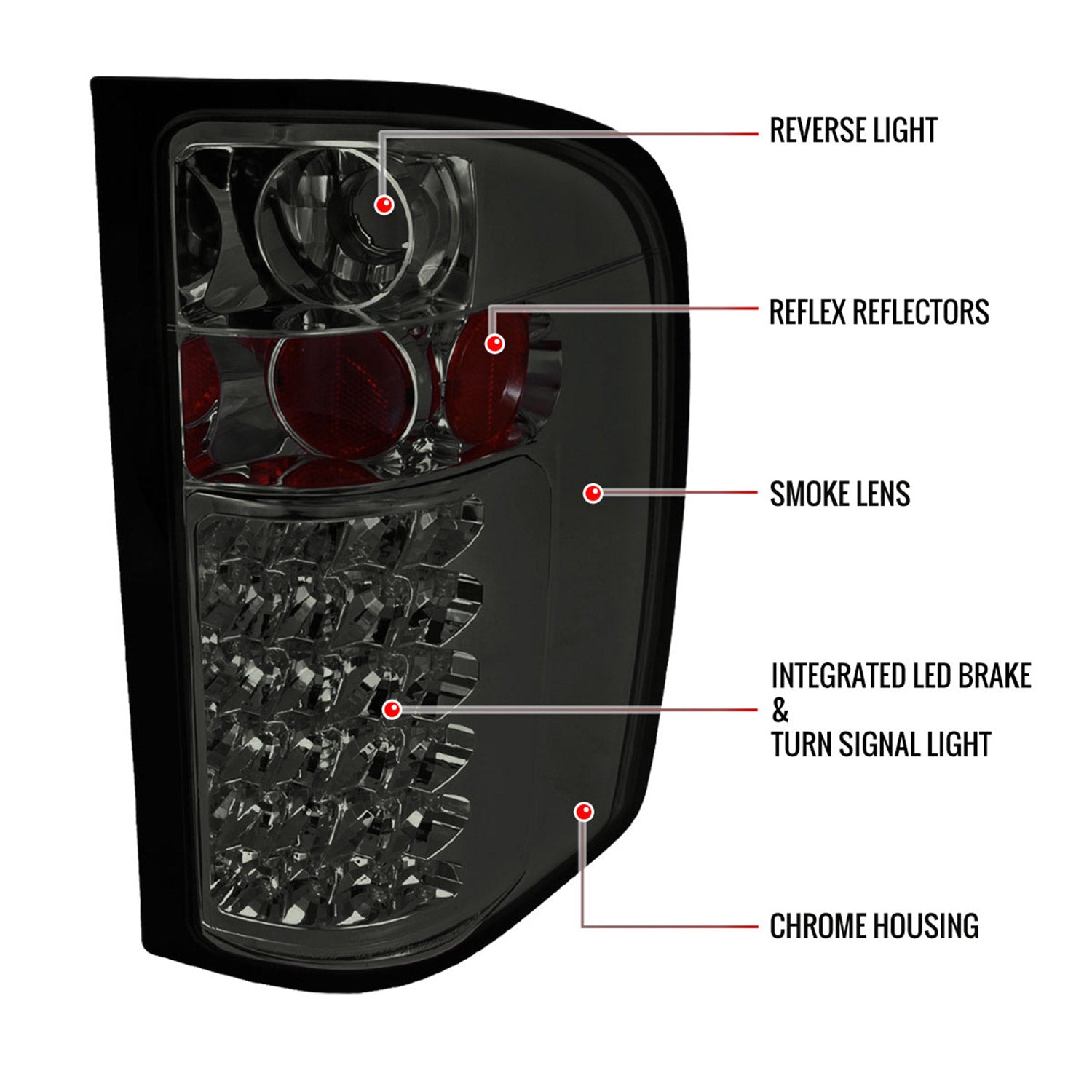 2007-2014 Chevrolet Silverado LED Tail Lights Chrome Housing/Smoke Lens