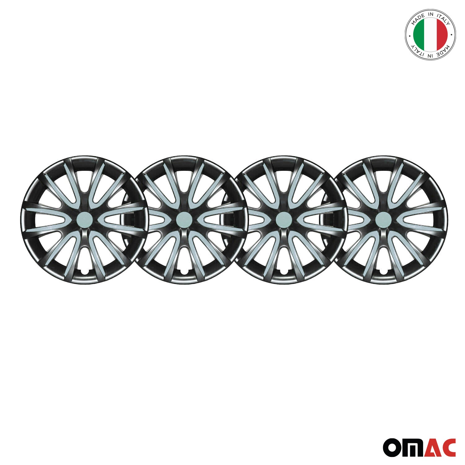 Bicolo Hub Caps Wheel Cover 14" Black Matt & Hell Blue Full Set 4 pcs.
