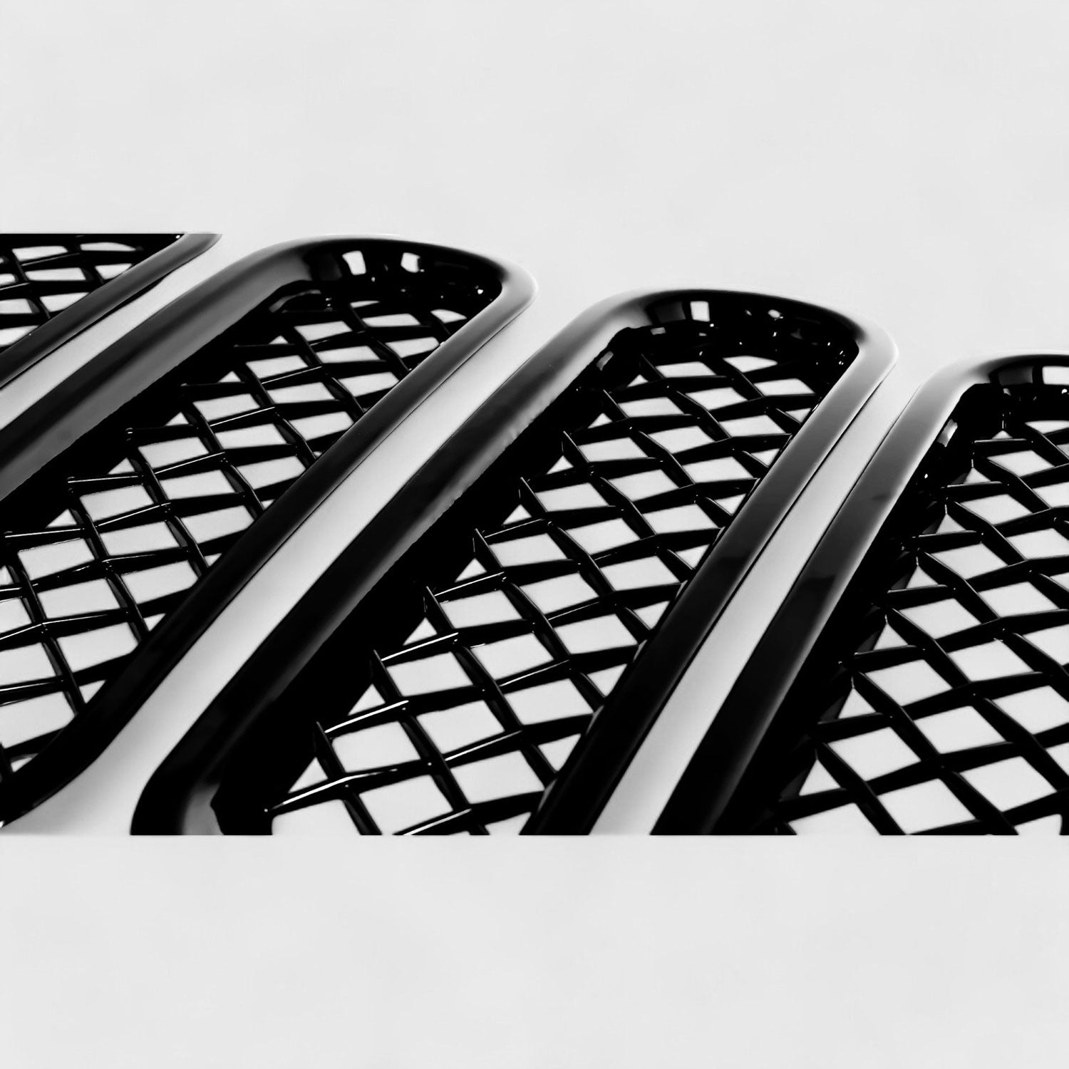 2007-2018 Jeep Wrangler Grille Overlay Gloss Black 7Pcs ABS Plastic
