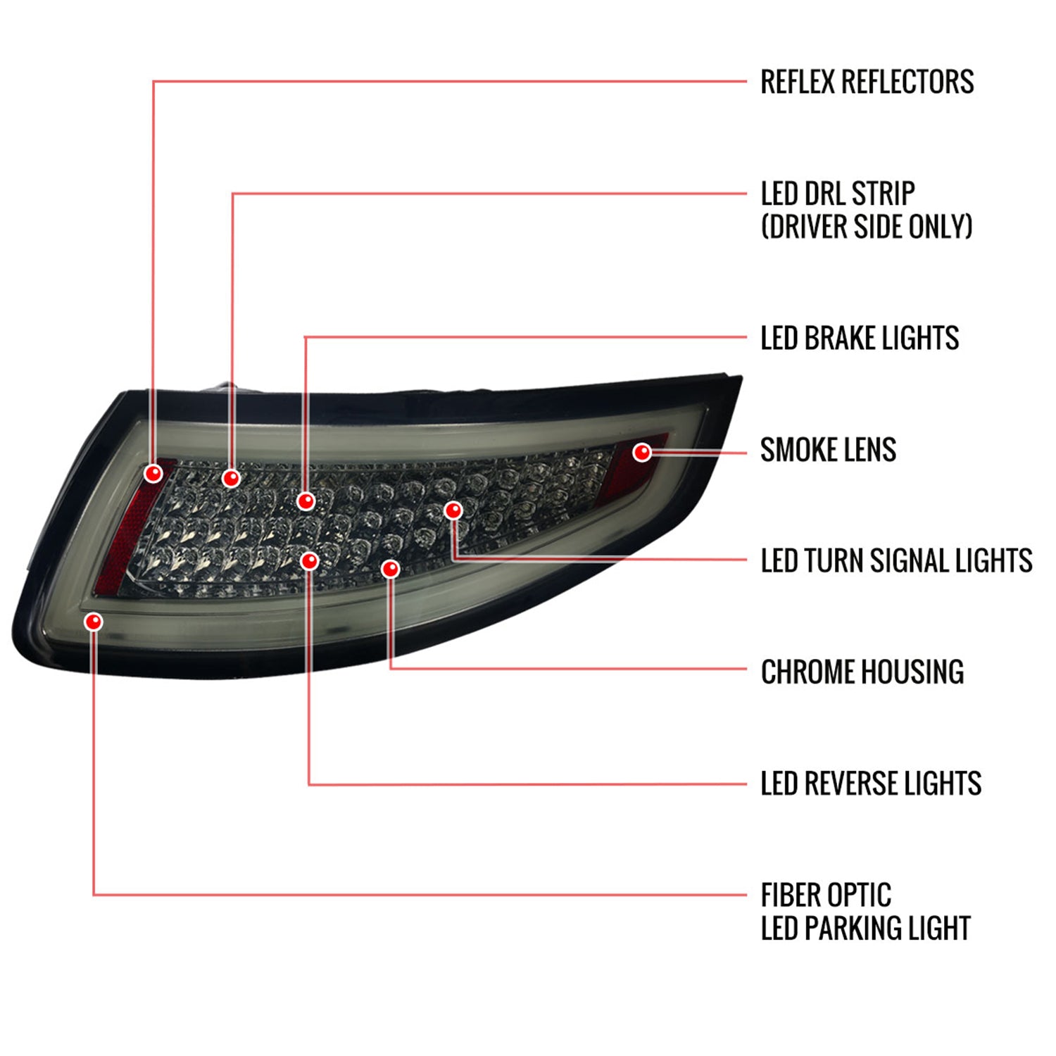 2005-2008 Porsche 911 997 Carrera / 911 997 GT3 LED Tail Lights Chrome/Smoke