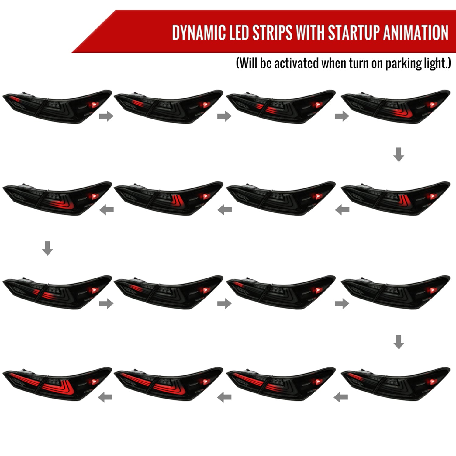 2018-2022 Toyota Camry LED Tail Lights Signal Lamps Matt Black/Smoke