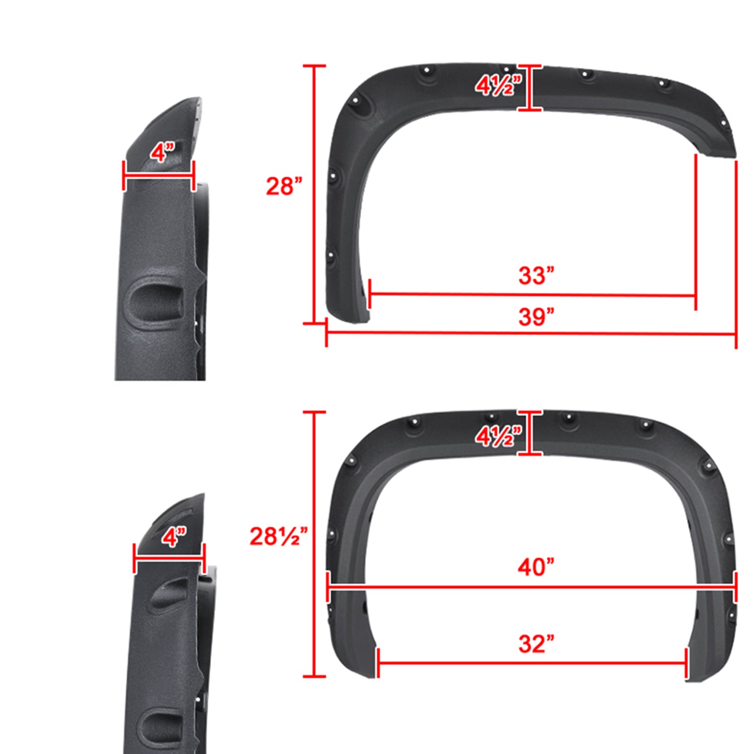 1994-2001 Dodge RAM 1500 2500 3500 Textured Rivet Style Fender Flares