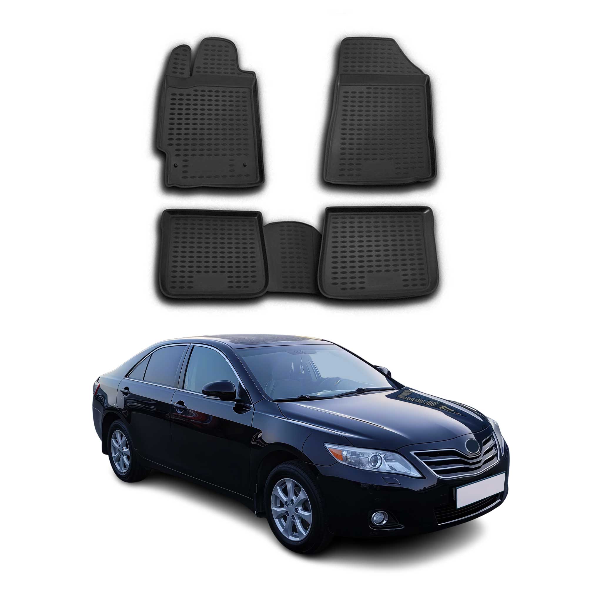 2007-2011 Toyota Camry Floor Mats Liners Full Set All Weather Black