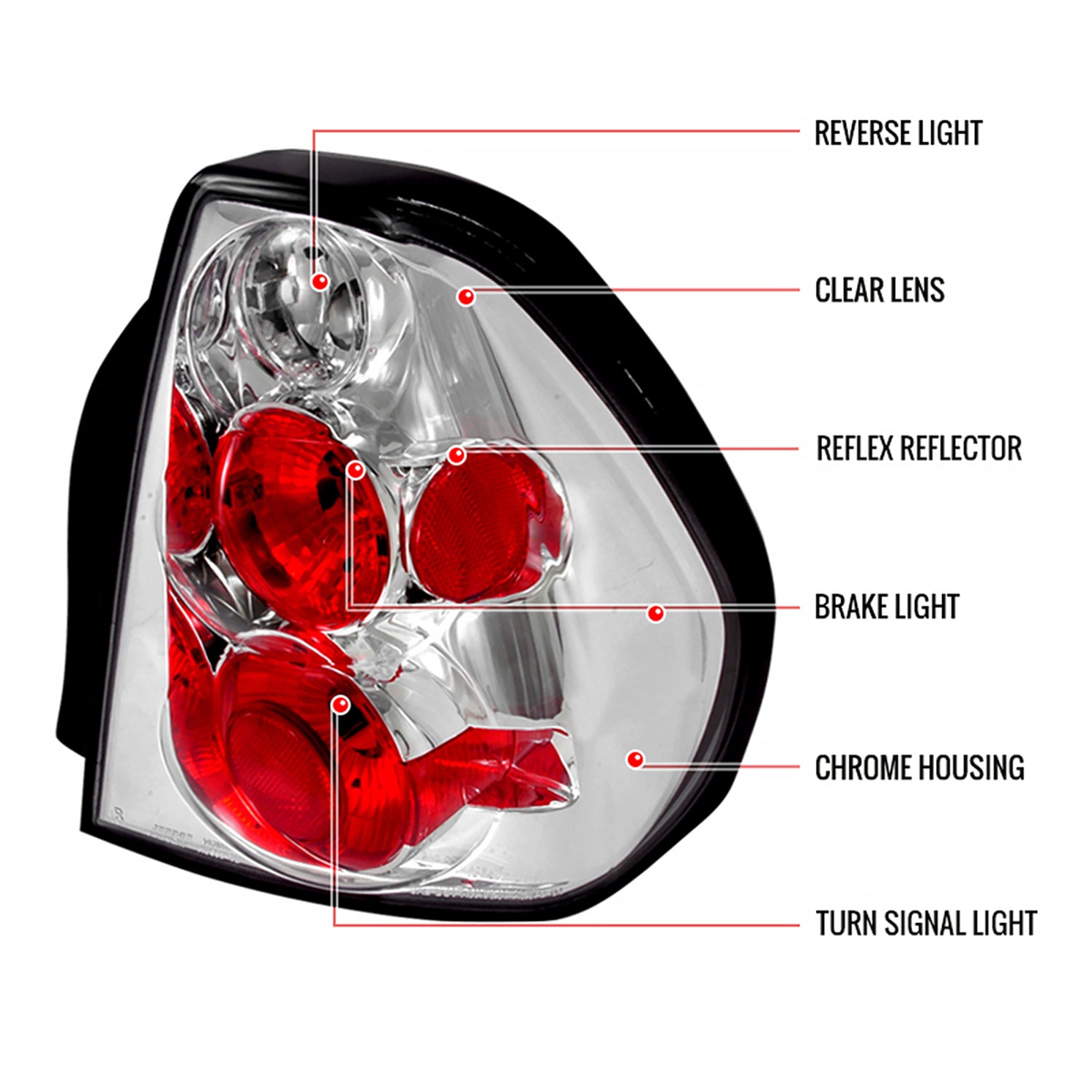 2004-2007 Chevrolet Malibu Tail Lights Chrome Housing/Clear Lens