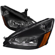 2003-2007 Honda Accord Factory Headlights w/Amber Reflector Matt Black/Clear