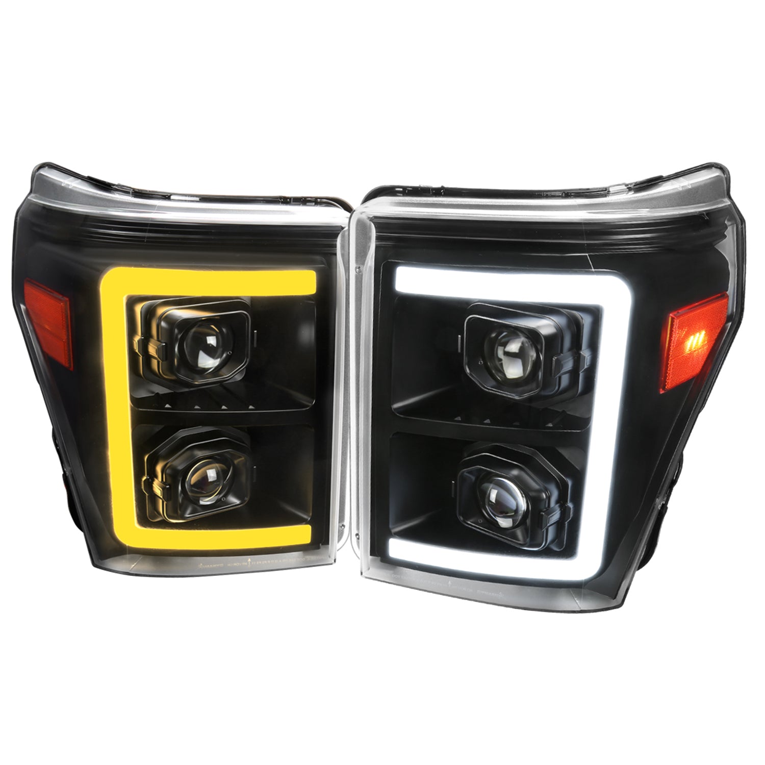 2011-2016 Ford F-250 F-350 F-450 F-550 LED CBar Projector Headlights Black