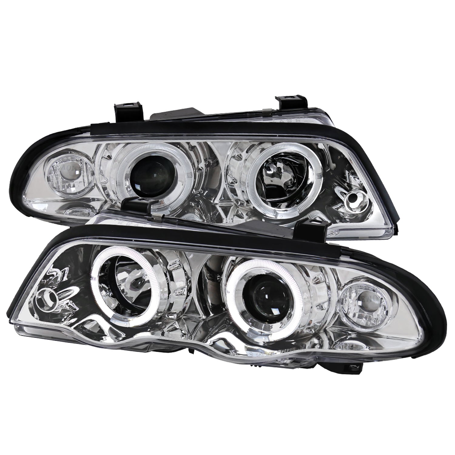 1999-2001 BMW E46 3 Series Sedan Dual Halo Projector Headlights Chrome/Clear