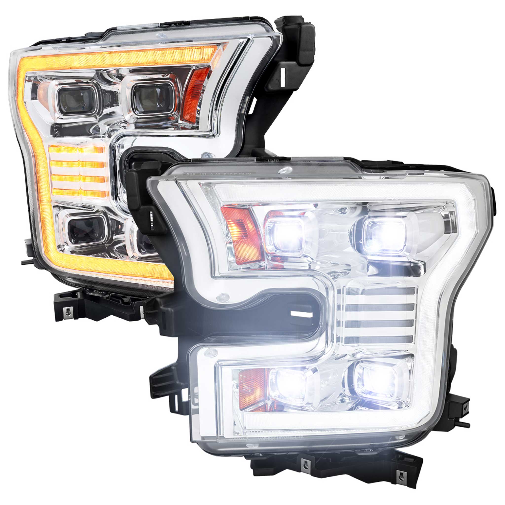 For Ford F-150 2015-2017 LED Projector Headlights Switchback Sequential Turn Signal DRL Chrome