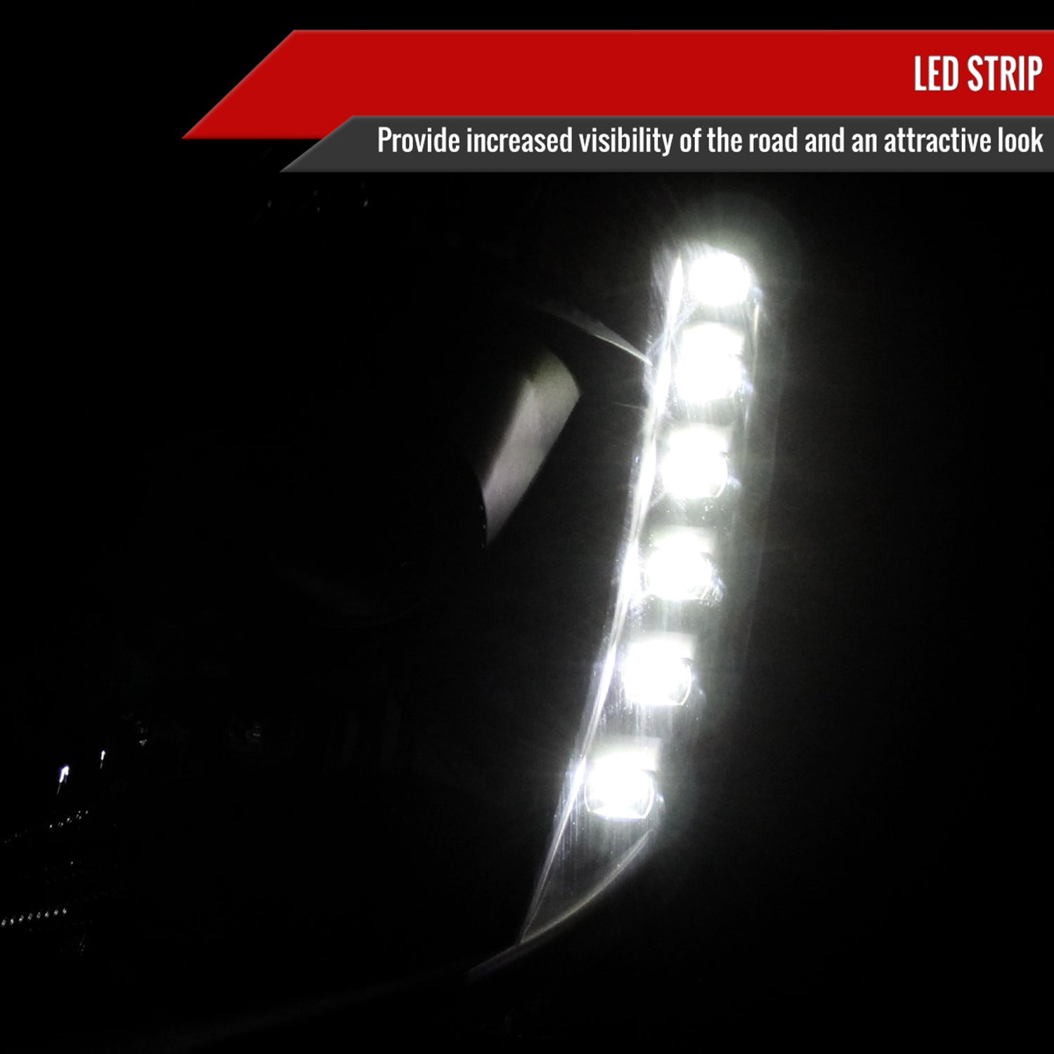 2003-2005 Nissan 350Z Projector Headlights SMD LED Light Strip Black/Smoke