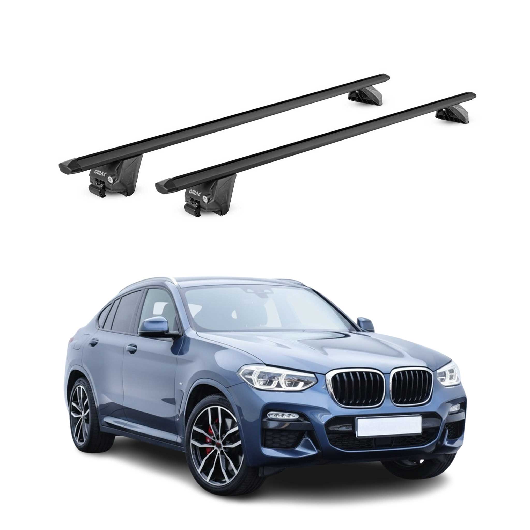 Roof Rack Cross Bars Luggage Carrier for BMW X4 G02 2019-2024 Aluminium Black 2x