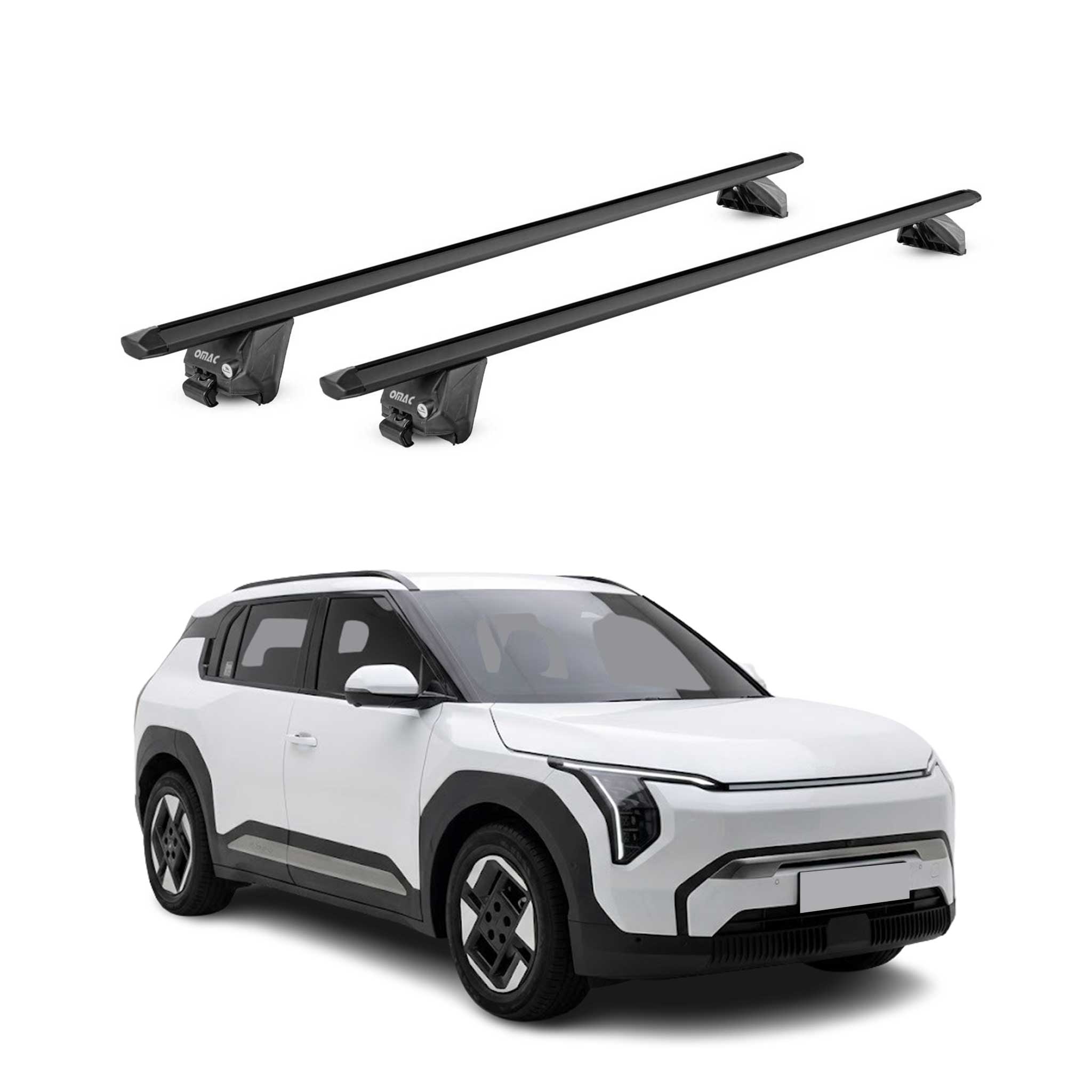 Roof Rack Cross Bars Luggage Carrier for Kia EV3 2025-2026 Aluminium Black 2x