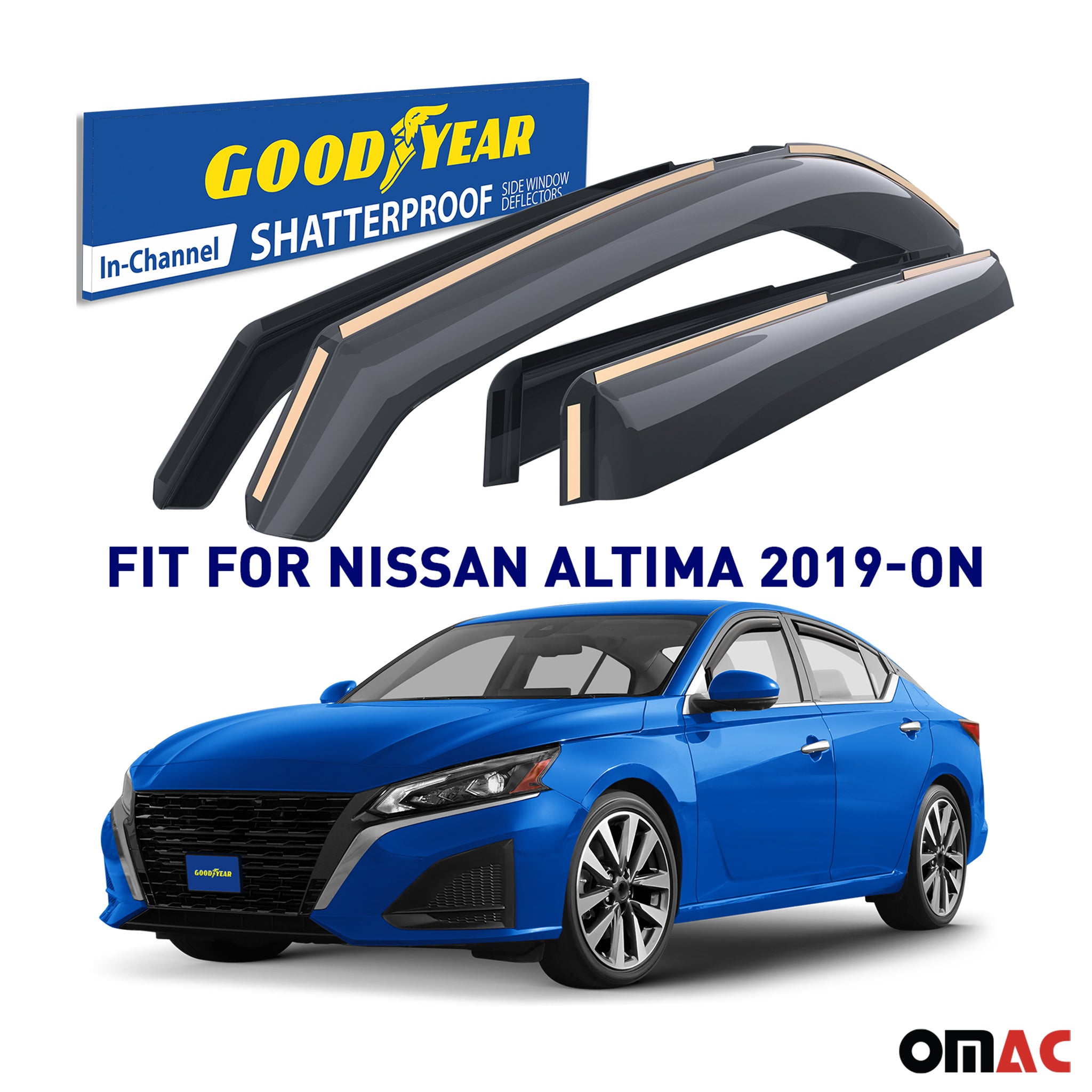 Goodyear Wind Deflectors for Nissan Altima 2019-2025 In-channel Premium Smoke 4x