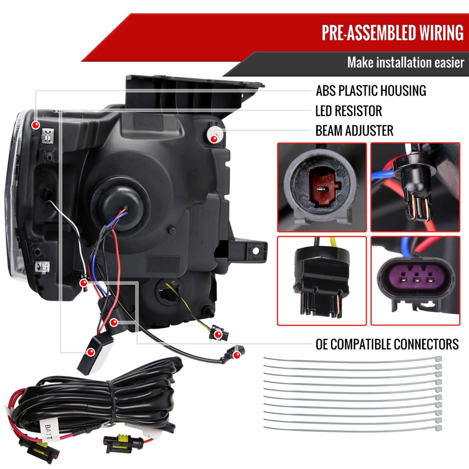 2009-2014 Ford F-150 Sequential LED Turn Signal Projector Headlights Black