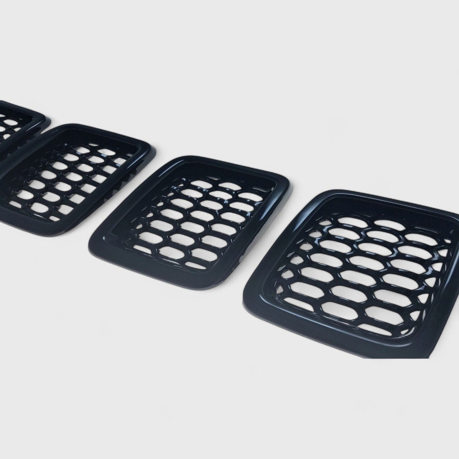 2017-2021 Jeep Compass Grille Overlay Gloss Black 7Pcs ABS Plastic