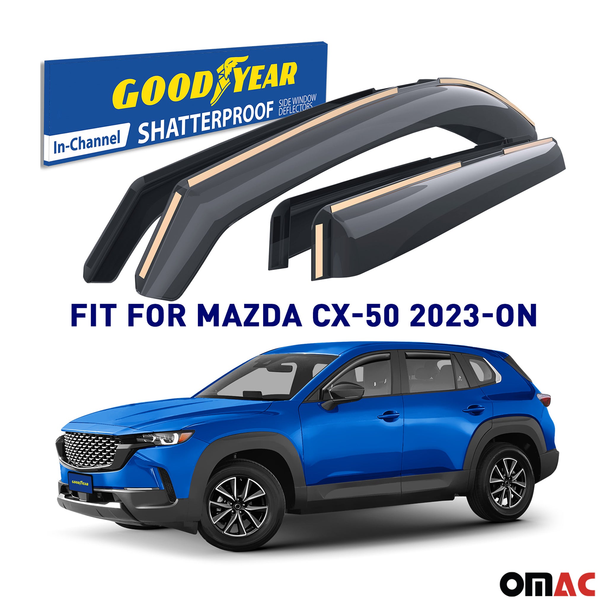 Goodyear Wind Deflectors for Mazda CX-50 2025-2025 In-channel Premium Smoke 4x