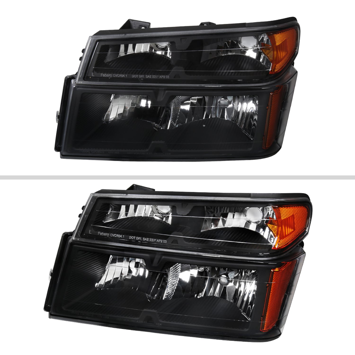 2004-2012 Chevy Colorado /Canyon Isuzu I-Series Headlights Pair Matte Black
