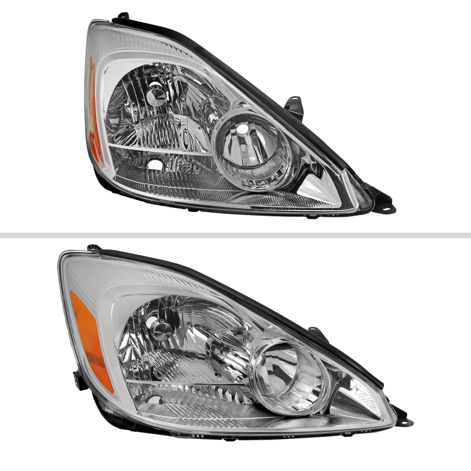 2004-2005 Toyota Sienna Passenger Side Headlights Amber Reflector Chrome
