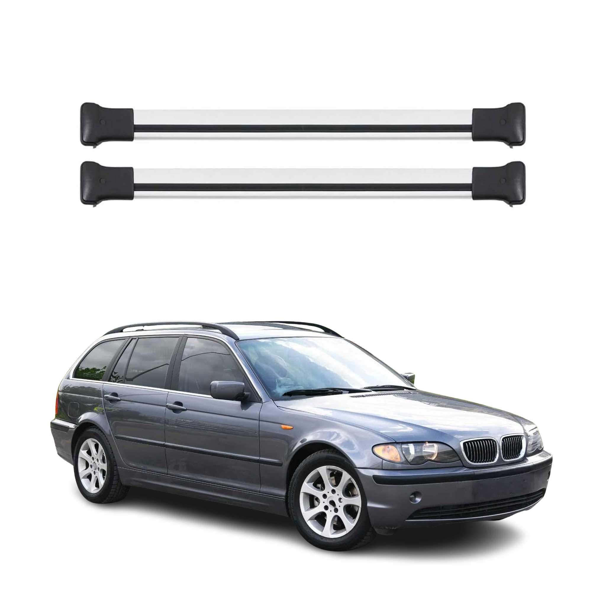 2000-2006 BMW 3 Series E46 Sports Wagon Roof Rack Cross Bars Silver