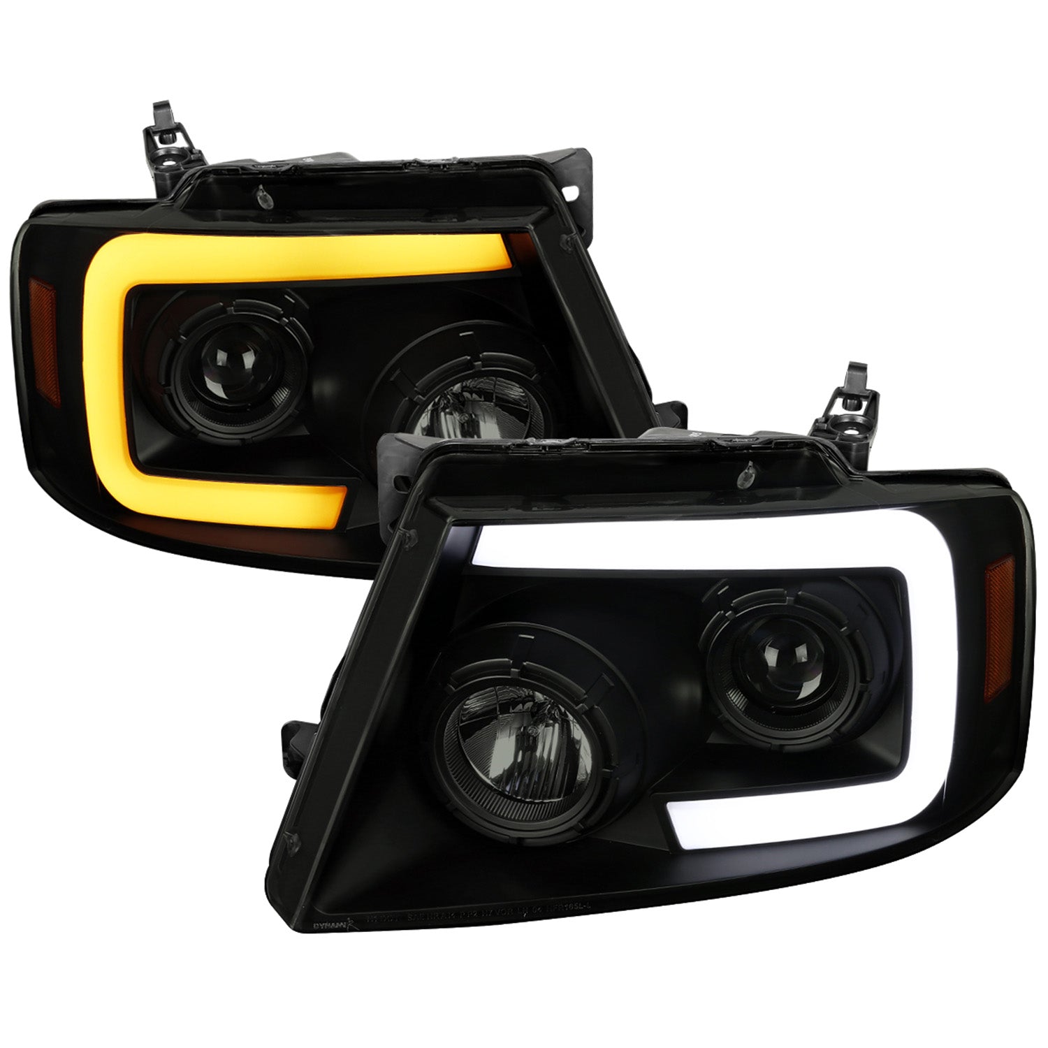 2004-2008 Ford F-150/Lincoln Mark LT LED CBar Projector Headlights Black&Smoke