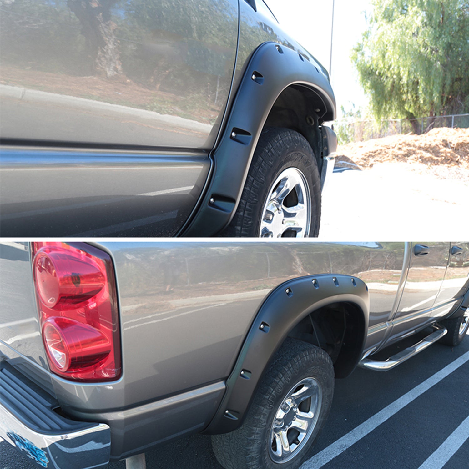 2002-2009 Dodge RAM Smooth Rivet Style Fender Flares Wheel Protector