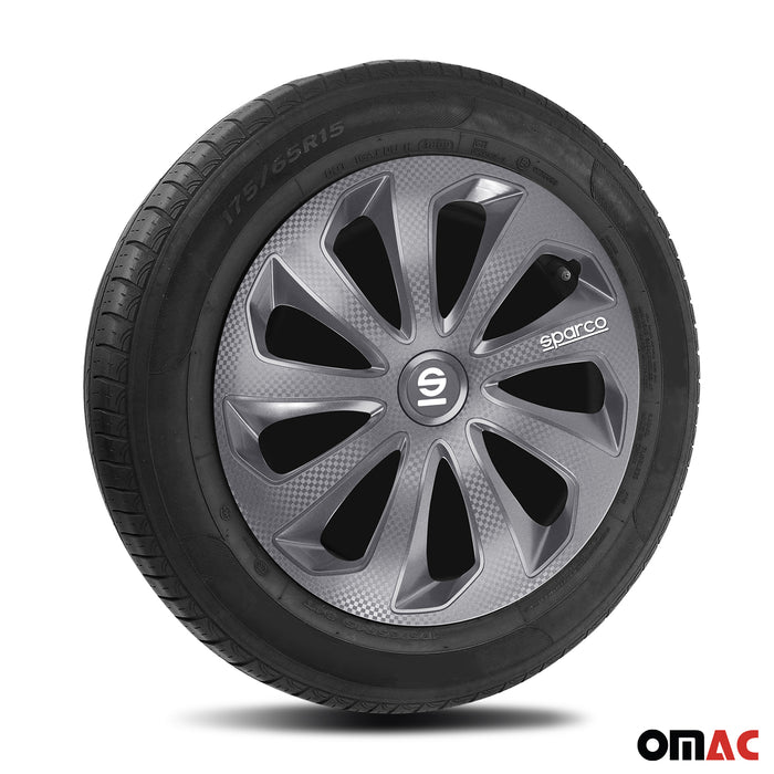 16" Sparco Sicilia Wheel Covers Hubcaps Gray Carbon 4 Pcs