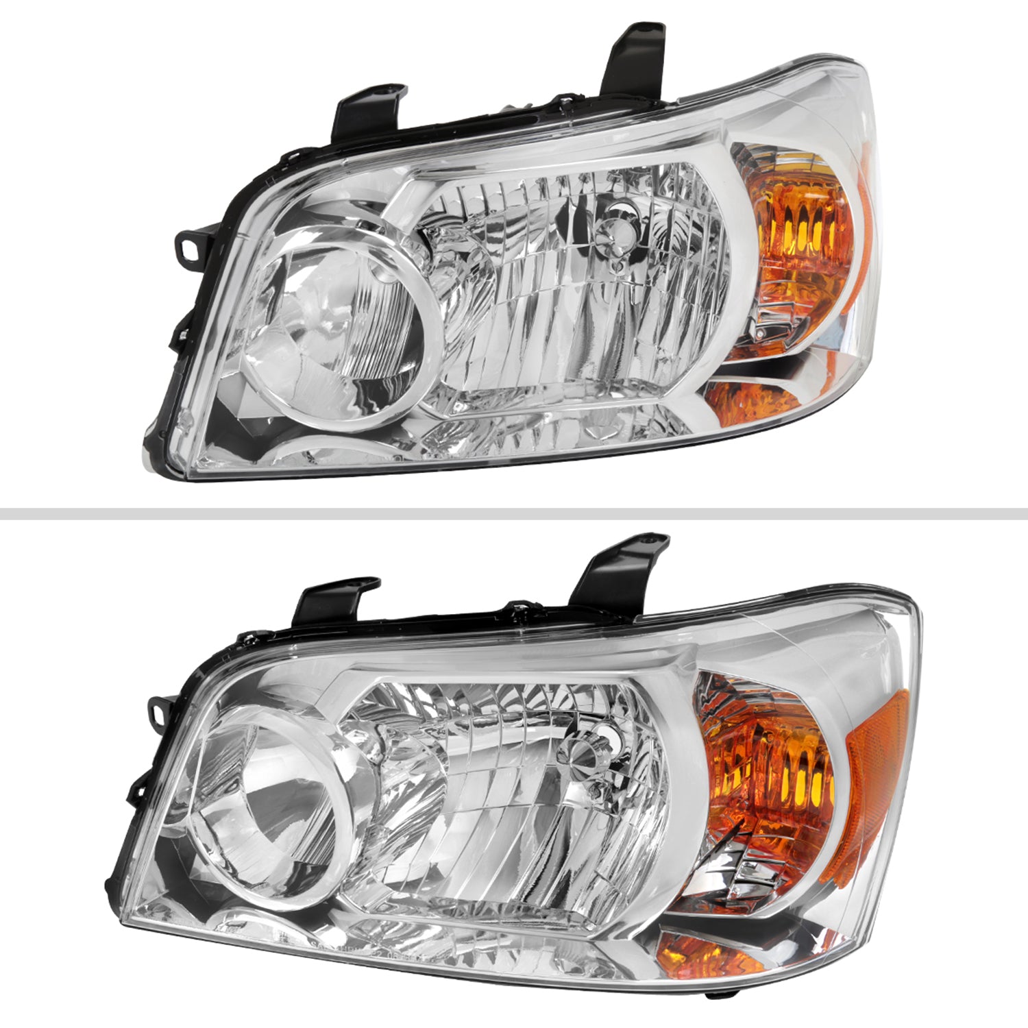 2004-2007 Toyota Highlander Factory Style Headlights Chrome/Clear Lens
