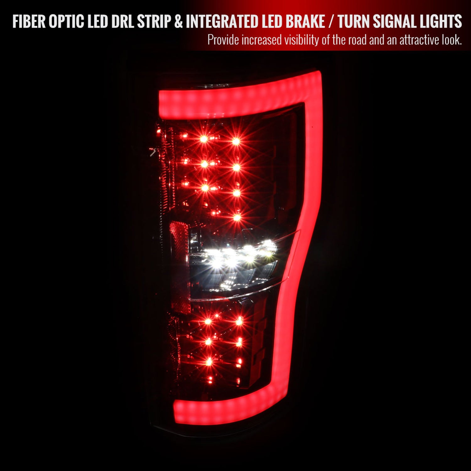 2017-2019 Ford F-250/F-350/F-450/F-550 LED Bar Tail Lights Jet Black/Clear