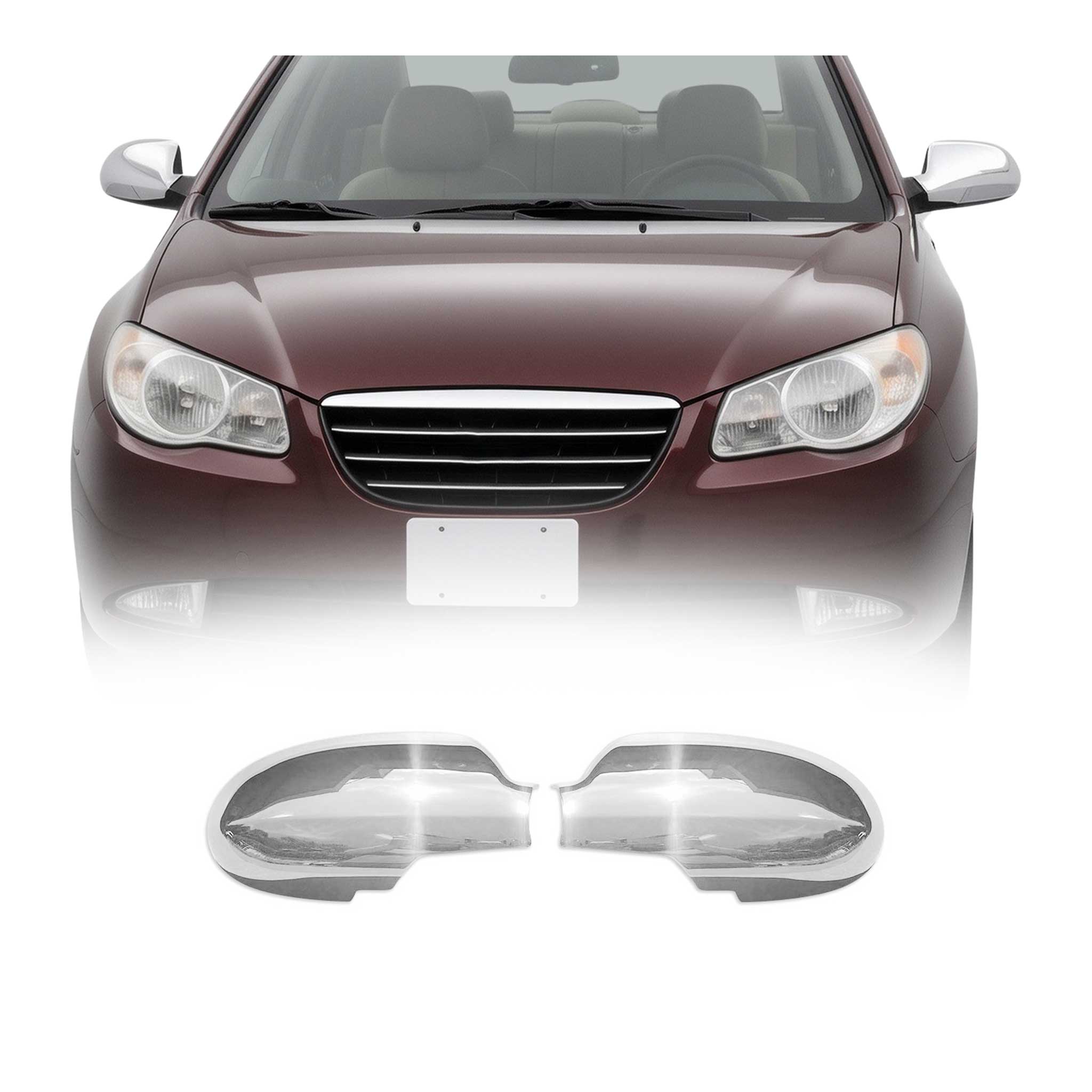 2007-2010 Hyundai Elantra Side Mirror Cover Caps ABS Chrome Silver 2Pcs